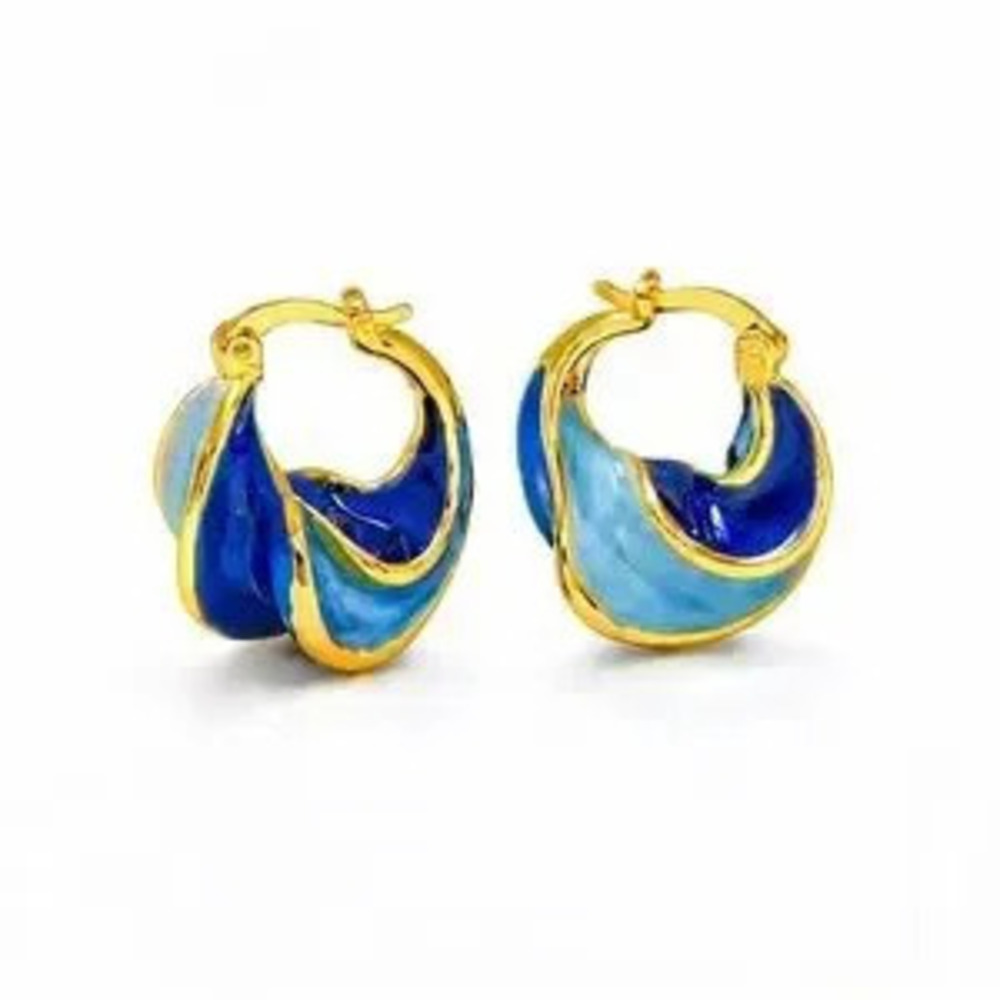Elegant Gold and Blue Hoop Earrings